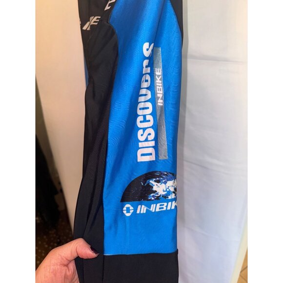 NWT INBIKE Mens Cycling Compression Pants Black & Blue Large Pads Discovery Logo - Picture 14 of 14